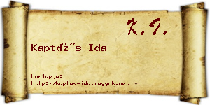 Kaptás Ida névjegykártya